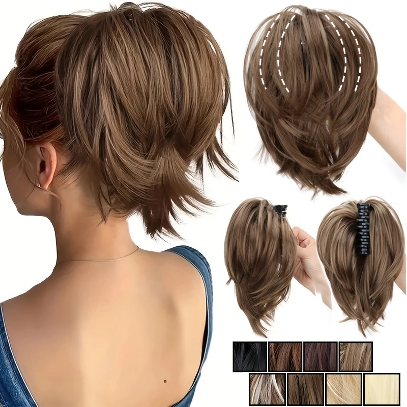 Claw Clip Messy Bun Hair Piece - WIGSIN 合成乱雑なおだんごヘアシュシュ ショート ストレート シニヨン ポニーテール