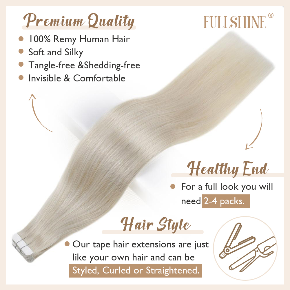 ヘアエクステンションの完全な光沢のあるテープ,レミーの人間の - Invisible Tape In Extensions Real Hair のレビューと価格