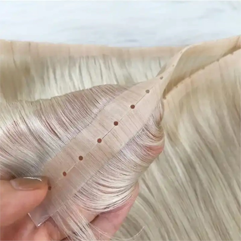 穴の開いた目に見えないPU横糸,人間の髪の毛,ツインタブ,注 - Invisible Tape In Extensions Real Hair のレビューと価格