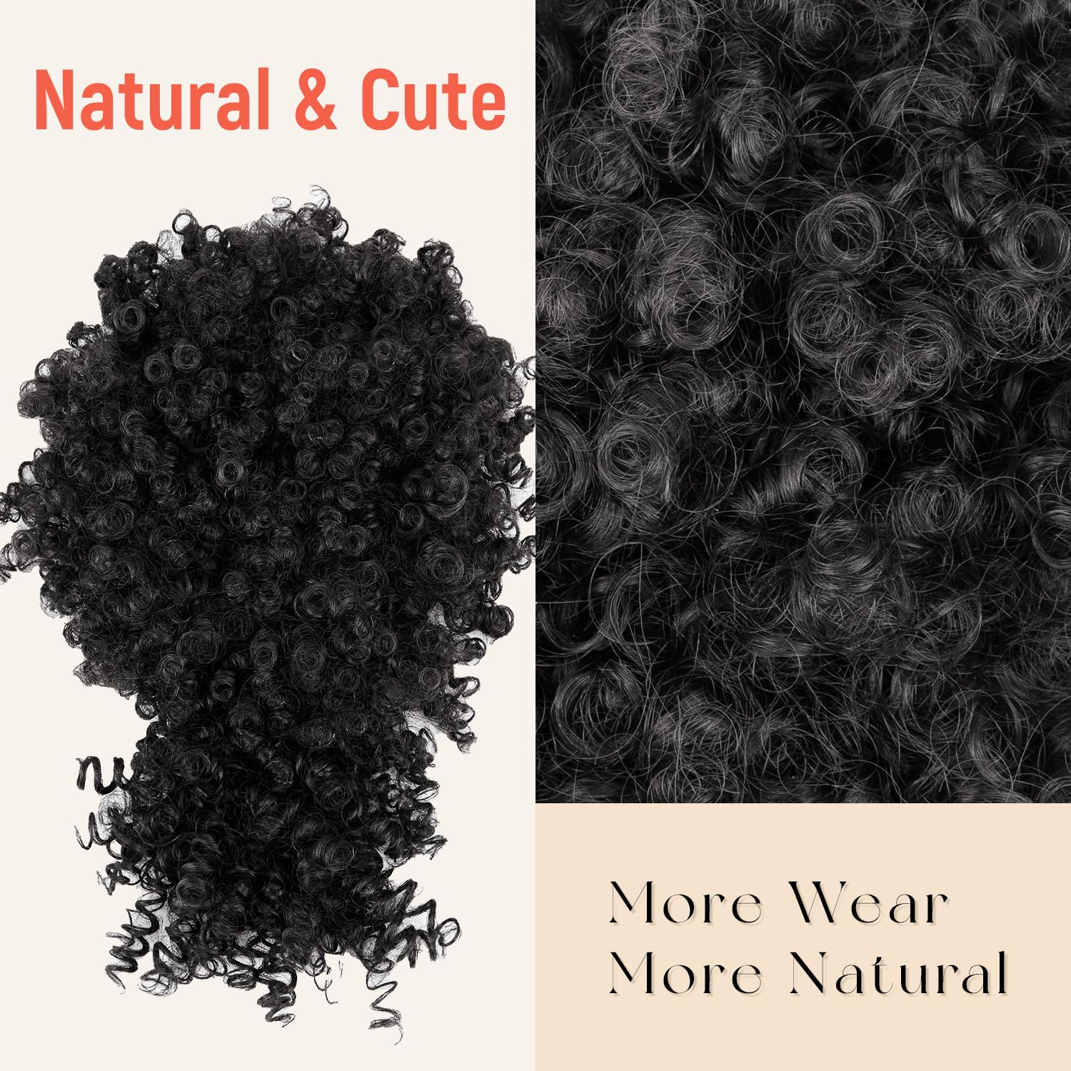 ショートドローストリングポニーテール（前髪付き）アフロパフポ - Drawstring Afro Curly Puff Ponytail のレビューと価格