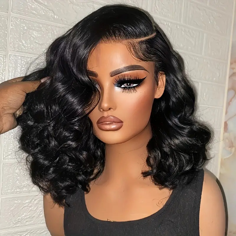 250%密度人毛ボディウェーブショートボブグルーレスウィッグ - Glueless Wear And Go Human Hair Wig のレビューと価格