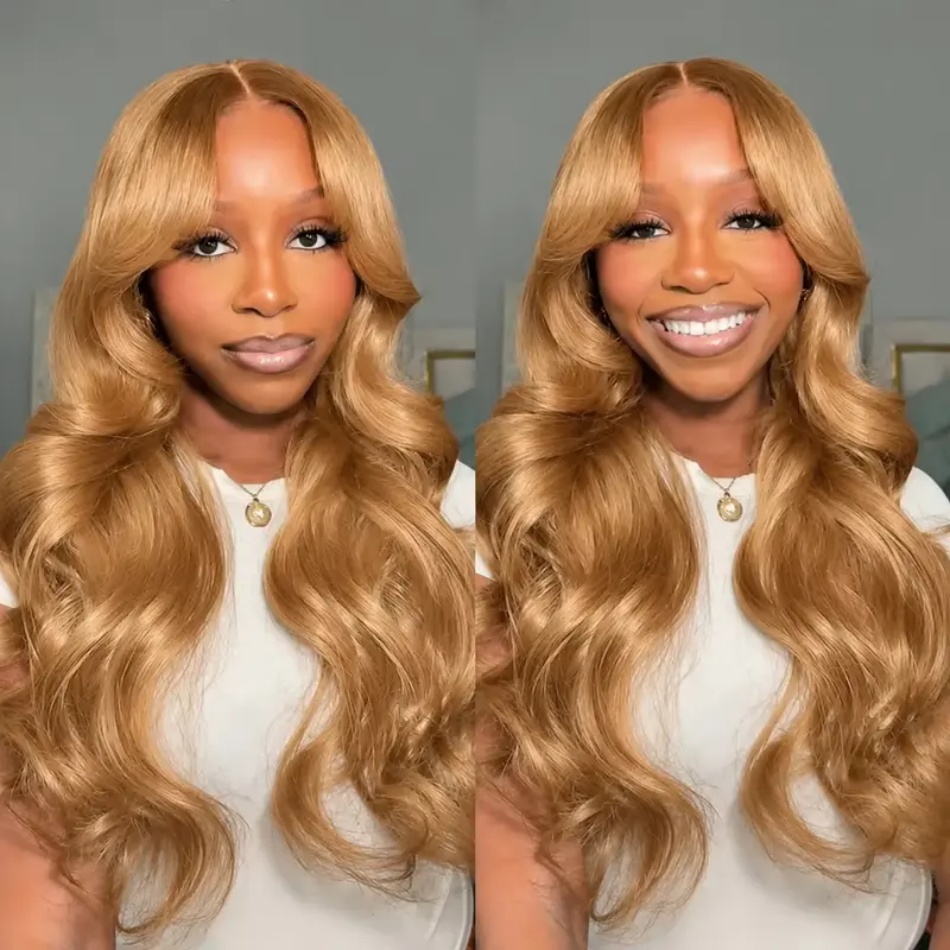 ハニーブロンドのウェーブヘアウィッグ、13x6 HDレースフ - Hd Lace Frontal Wig Human Hair Pre Plucked のレビューと価格