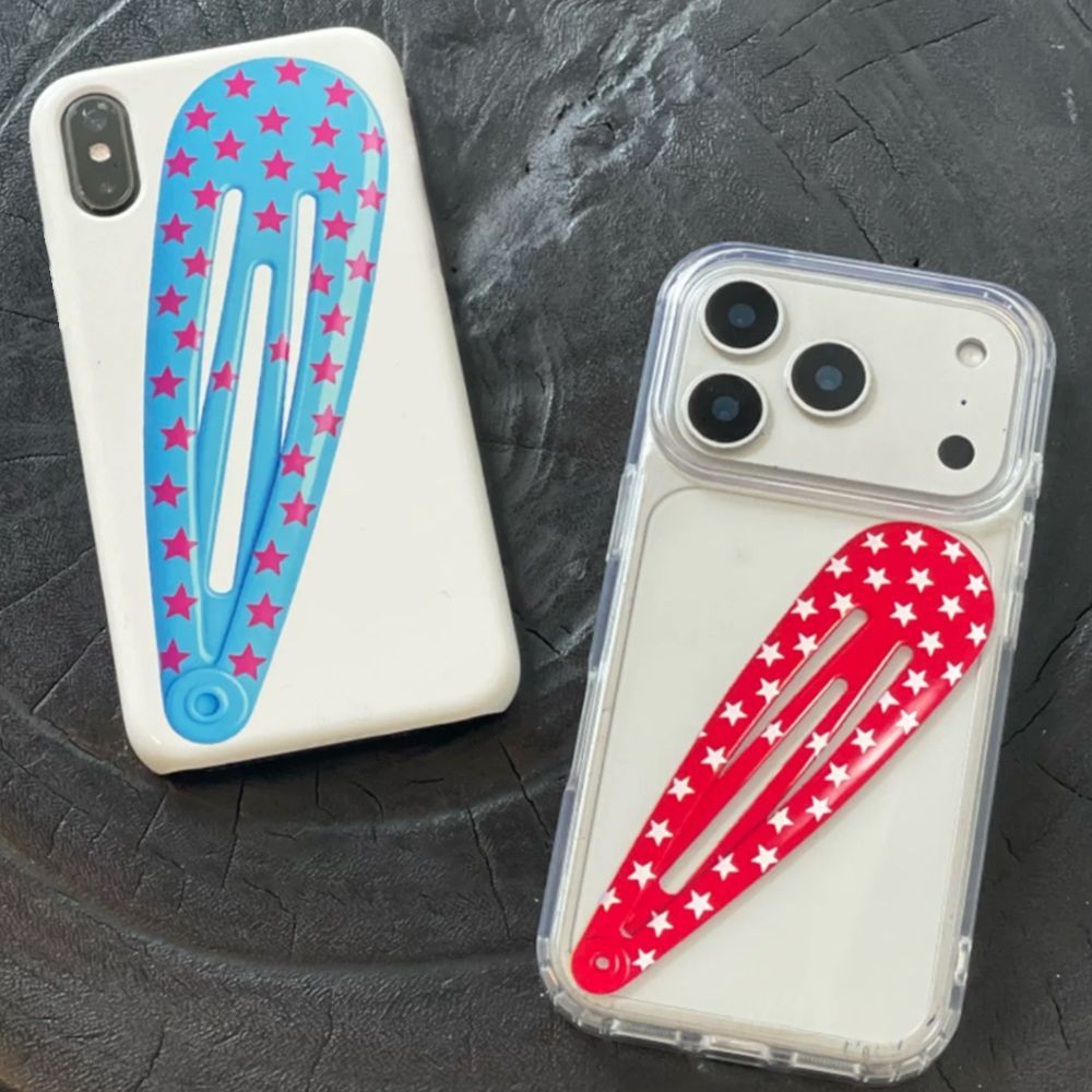 アメリカンスタイルの赤い水玉模様ヘアクリップ付きiPhone - Hair Clips のレビューと価格