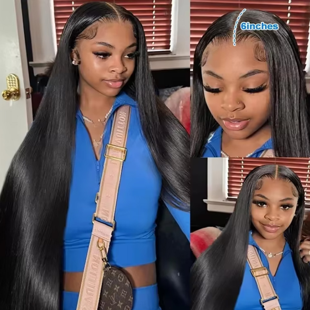 ナチュラルブラックシルキーボーンストレートエクストラロングブ - Glueless Wear And Go Human Hair Wig のレビューと価格