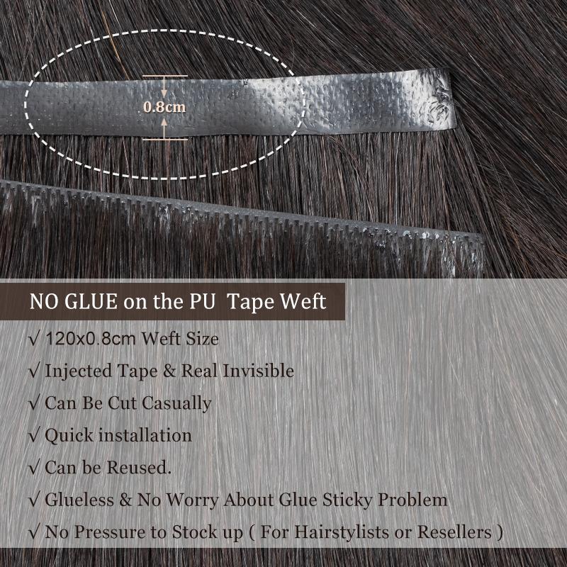 目に見えないロングテープ PU 横糸人毛バンドル本物の自然な - Invisible Tape In Extensions Real Hair のレビューと価格