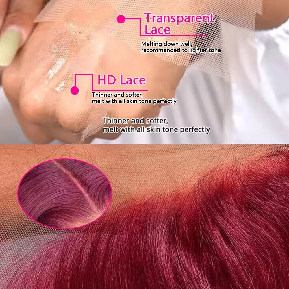 200密度 バーガンディ ディープウェーブ 人毛ウィッグ 9 - Lace Front Wigs のレビューと価格