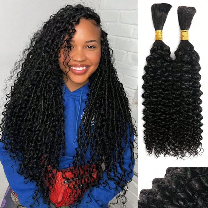 ウェフトなし人毛ブレイディングヘア、ディープウェーブ、ウォー - Water Wave Bulk Human Hair For Braiding のレビューと価格
