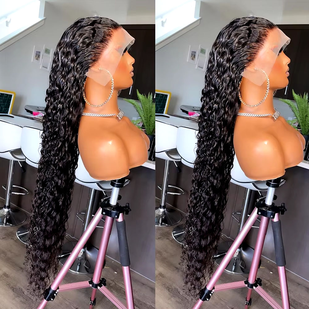 42インチ ブラジリアンバージン人毛 ジェリーカーリーウェー - Lace Front Wigs のレビューと価格