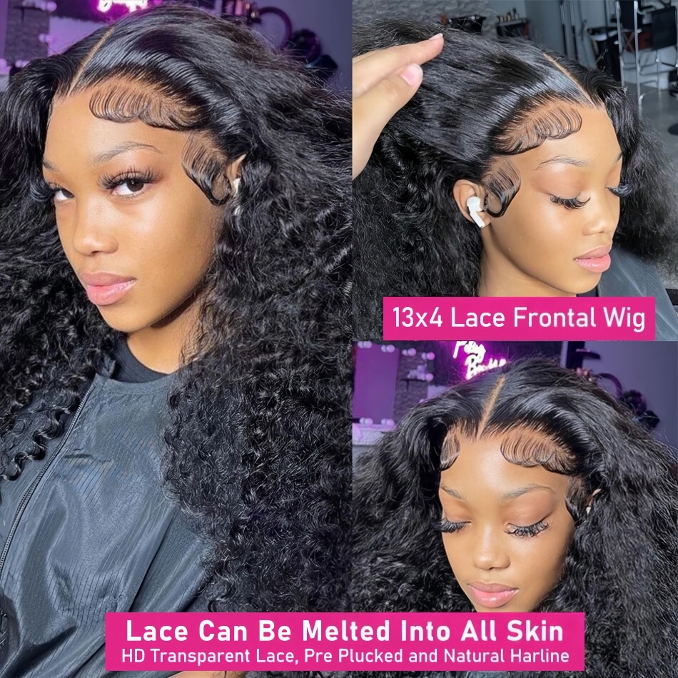 200密度ウォーターウェーブレースフロントウィッグ 4x4  - Lace Front Wigs のレビューと価格